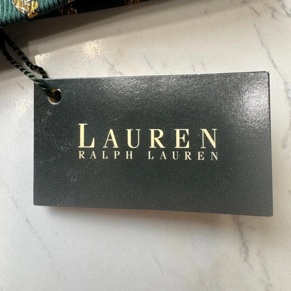 Lauren Ralph Lauren Men Silk Tie Green Turtle Animal Print CRUISE-II Made in USA
